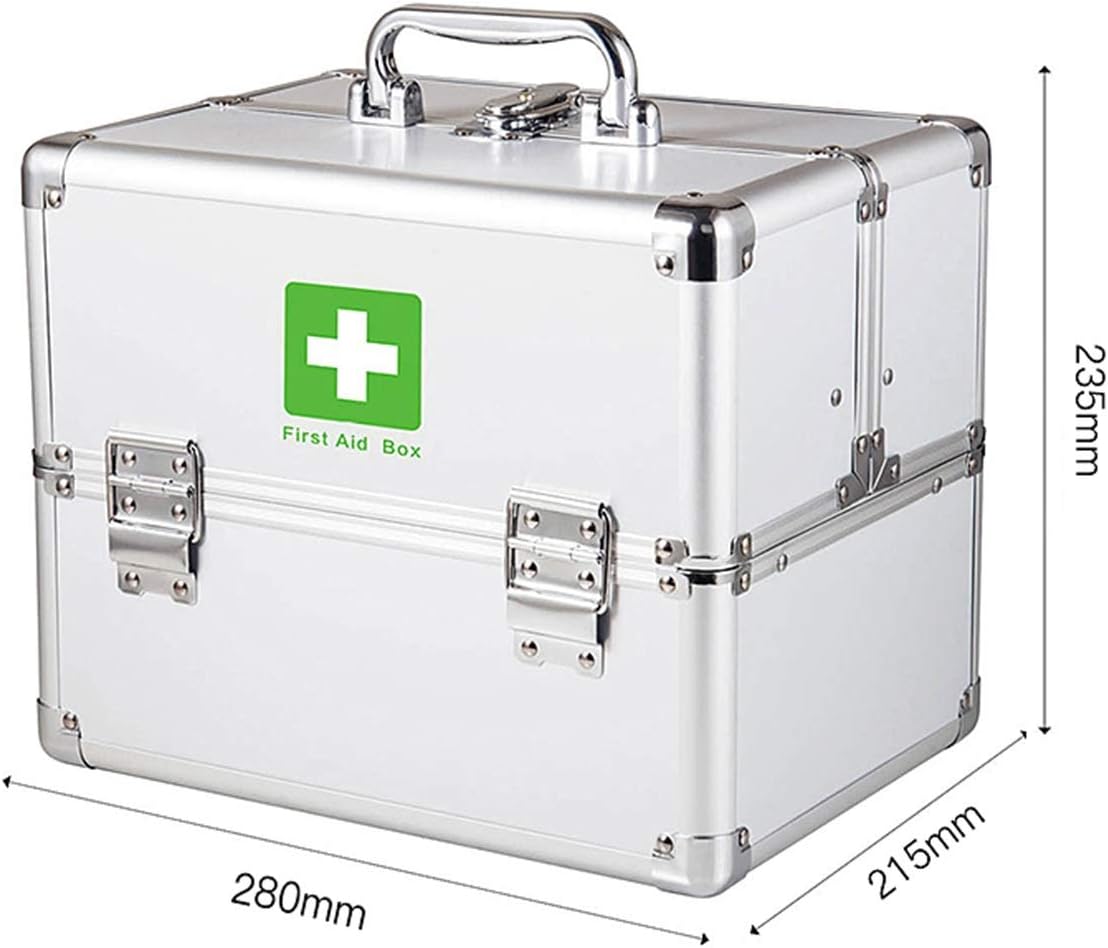 Family First Aid Box,Portable Medicine Chest Storage,First Aid Kit Lockable Medicine Cabinets Medication Box Organizer Emergency Medicine Storage Case Aluminum Medical Chest 28X21.5X23.5cm - Image 3