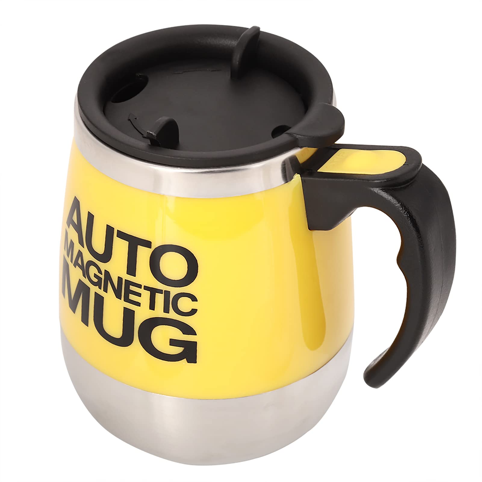 NDNCZDHC 400ml Coffee Stirring Mug with Lid Stainless Steel Self Stirring Coffee Mug Electric Mixing Mug Stirring Cup(yellow)