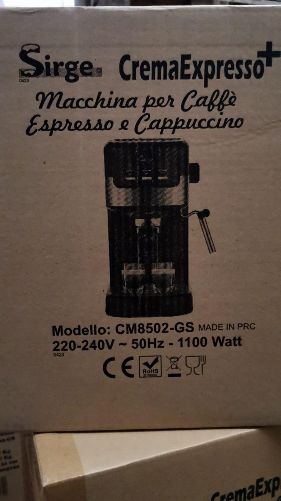 Sirge CREMAEXPRESSO+ Macchina per Caffè Espresso e Cappuccino con 2 filtri, 1100 W, 20 bar [POMPA MADE IN ITALY], Serbatoio dell'acqua 1,25 L Rimovibile • Ugello Vapore Cappuccino, NERA