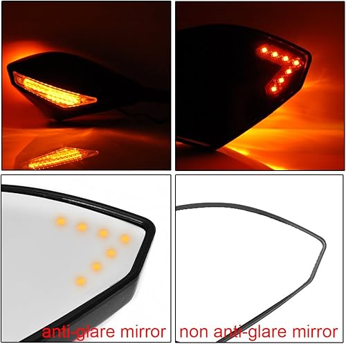 Miniatura 5 de Amazinea, 2 espejos laterales retrovisores con luz de giro LED color ámbar integrada, delantero, color negro, para Honda Yamaha Kawasaki Ninja, Negro