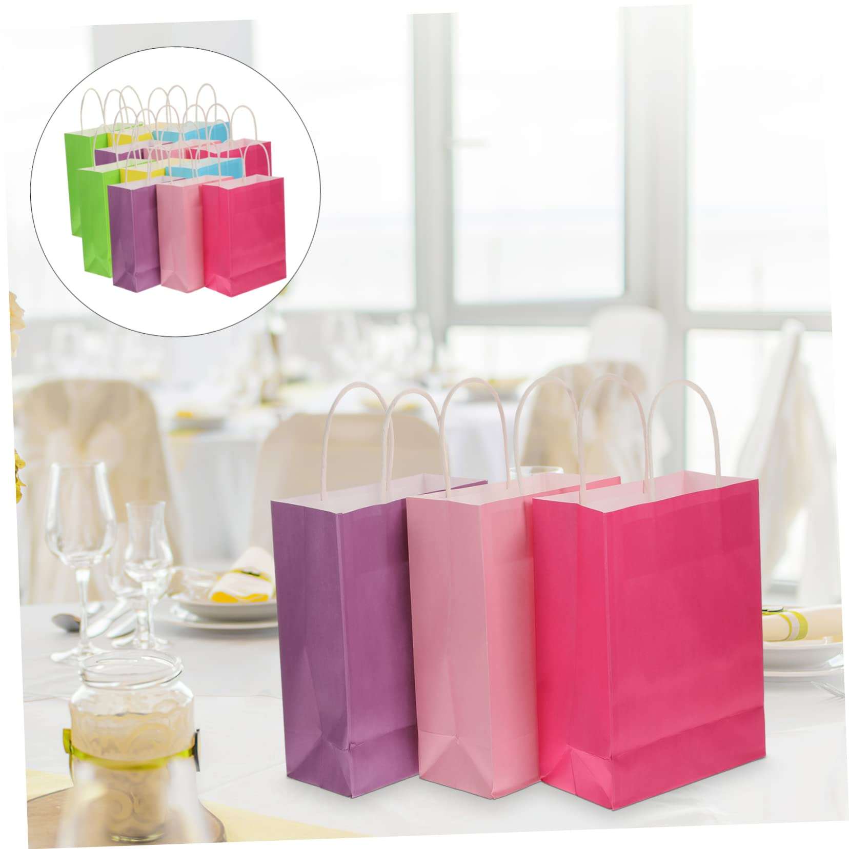 PINGEUI Lot De 60 Sacs En Papier Kraft Avec Anse - Marron - Pour