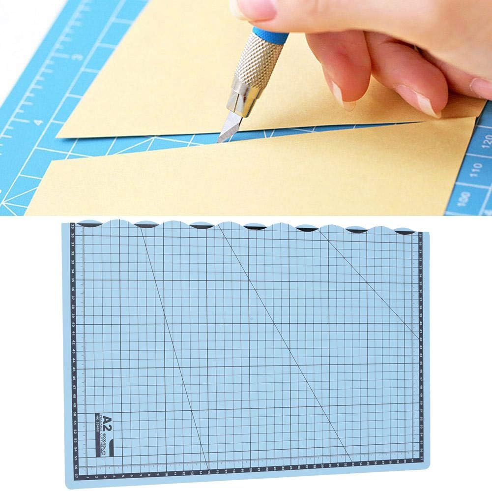 Portable Folding A2 Self Healing Cutting Mat, Foldable Cutting Board with Grid Lines for Paper Leather Fabric Crafts, Non Slip Carving Pad for Drawing Writing Engraving (Blue)