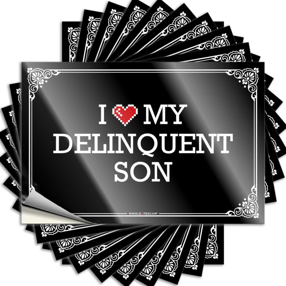 Fzfn Colour Funny Outdoor Decor Billiards Sticker - I Love My Delinquent Son Water Waterproof Vinyl Sticker(12X18cm)