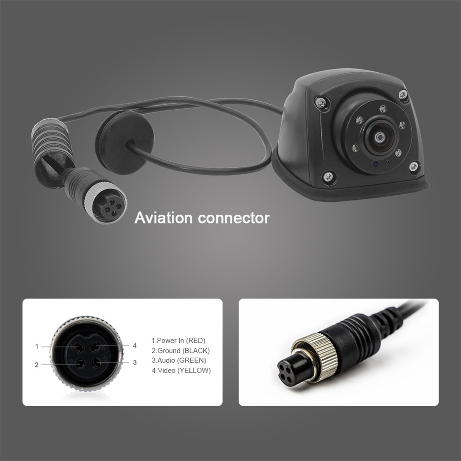 Kamera cofania 4PIN 1080P Kamera Boczna Tylna Noktowizor Wodoodporna Metalowa Obudowa Pasuje Do Ciężarówki Przyczepy kempingowej MDVR/Monitor DVR Kamera cofania Samochód(White)