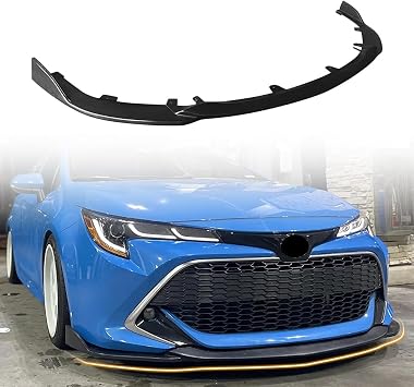 Front Bumper Lip Spoiler Compatible with 2019-2022 Toyota Corolla Hatchback 5 Door, PU Unpainted TS Style Add-on Front Splitter Air Dam Chin Protector