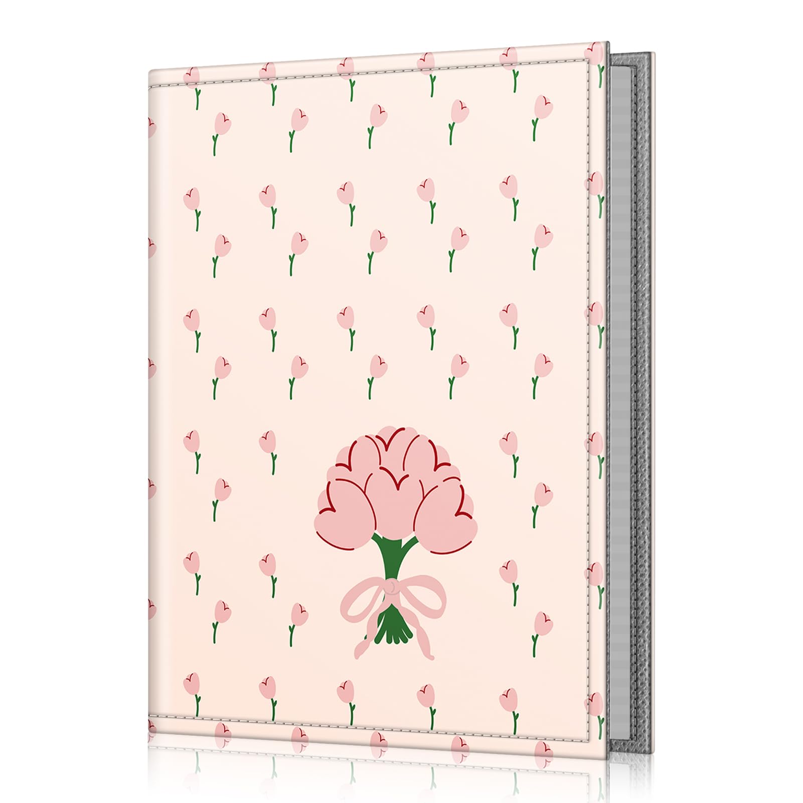 Fintie 4x6 Photo Album - 52 Photos Mini Capacity, Premium Vegan Leather Cover, Portable Wallet for Family Wedding Boys Girls (Coquette Tulips)