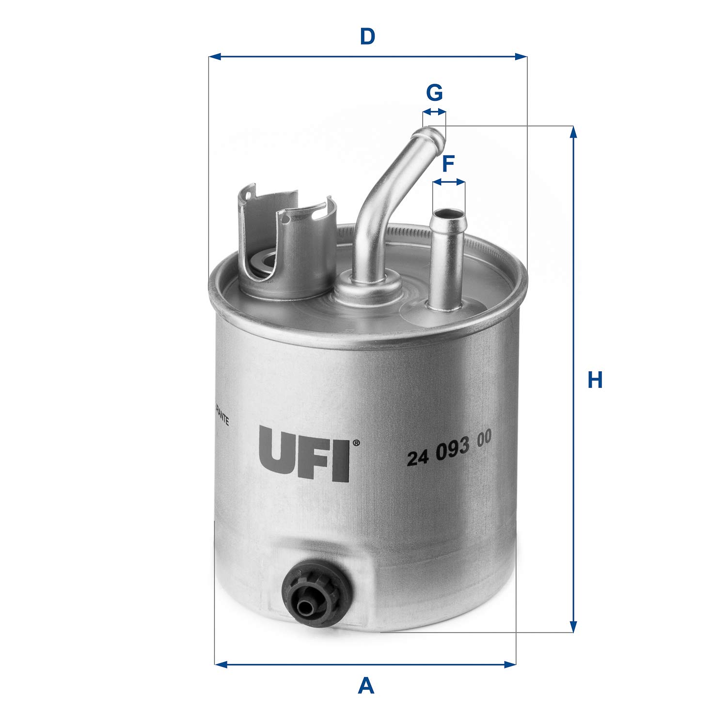 UFI Filters, Filtro Gasoil 24.093.00, Filtro de Combustible Diésel de Recambio, Apto para Coches, Apto para Modelos de Nissan Safari Pick-up, Nissan Qashqai y Nissan Altima
