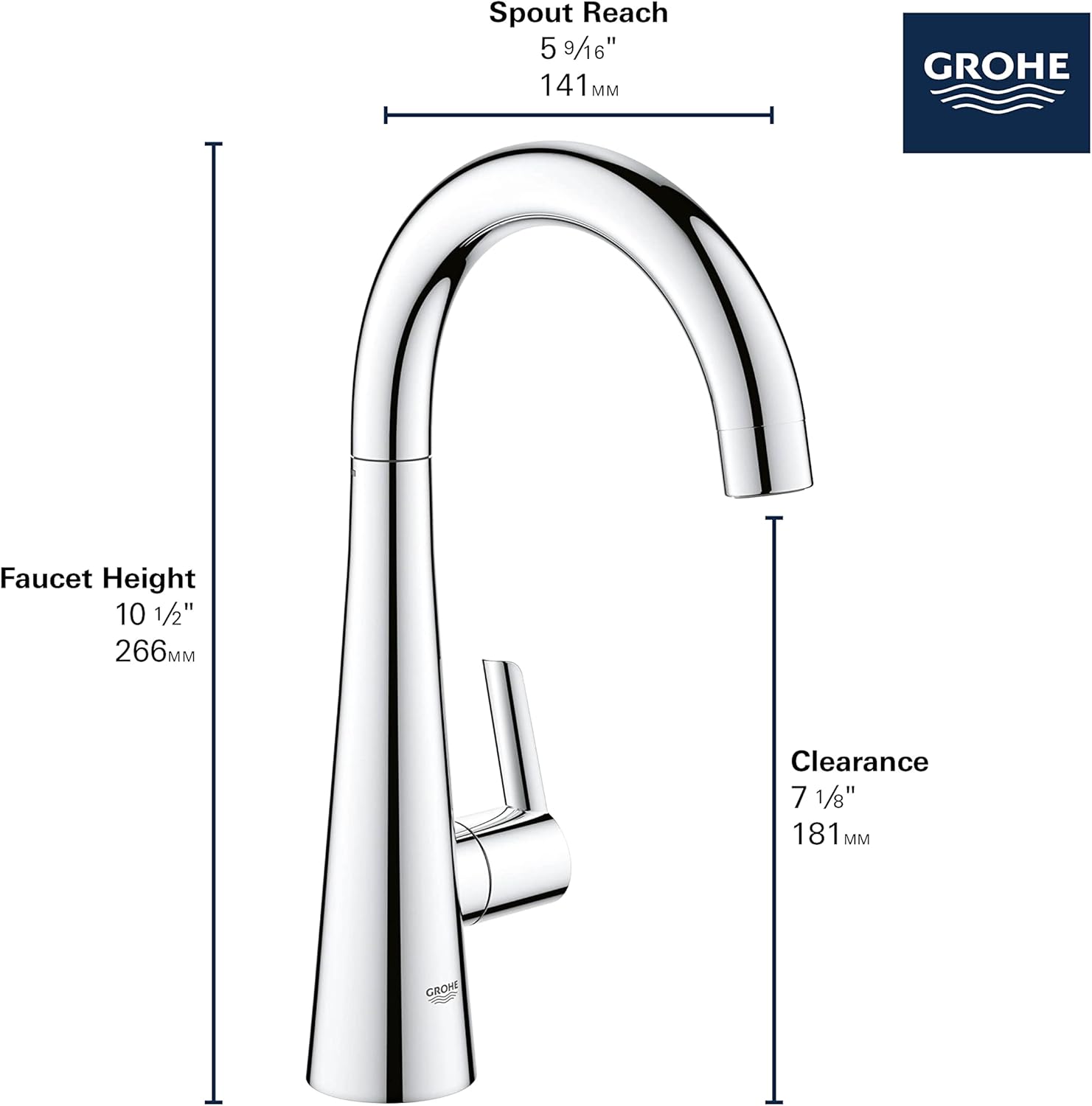 GROHE 30026002 Zedra Pillar Tap with 'Filter Function', Starlight Chrome