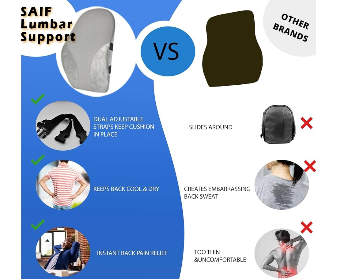Lendenwirbelstütze Memory Foam Rückenschmerzen Rückenstütze Bürostuhl, Autositz, Gaming, Rollstuhl, Reisen, verstellbarer Doppelgurt, abnehmbarer waschbarer Bezug (schwarze Holzstütze)