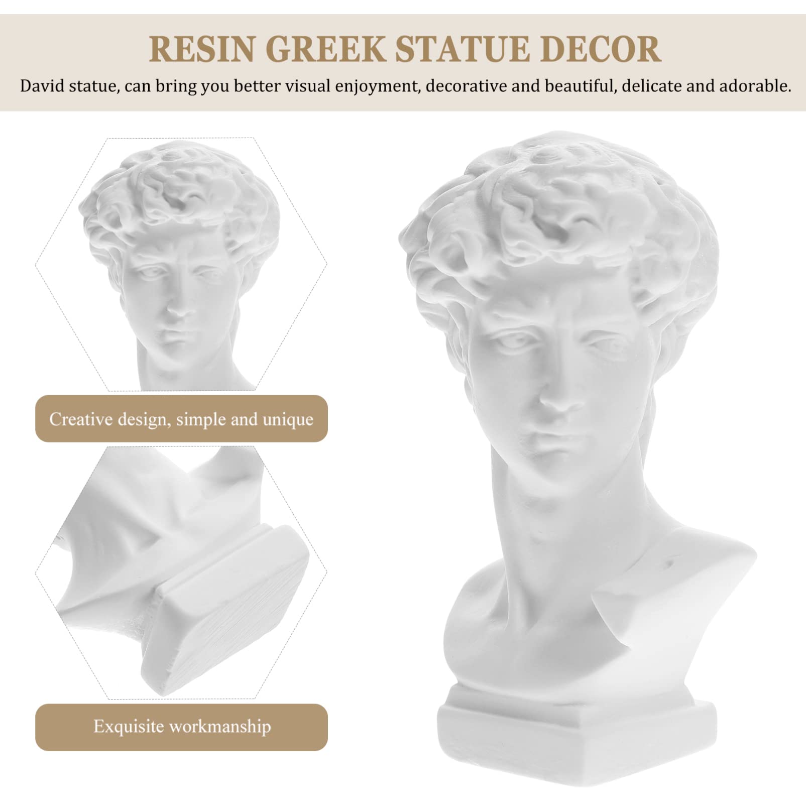 HOMSFOU Statua Greca David in Resina 5.31 Pollici Con Colonna Romana Decorazione Leggera Per Casa Ufficio Giardino Stabile E Facile Da Trasportare