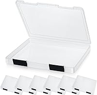 Vista 1 de PerKoop 6 Pcs Clear Paper Storage Box A4 Plastic File Box Document Paper Organizer Storage Board Game Project Cases Containers with Buckle for Black