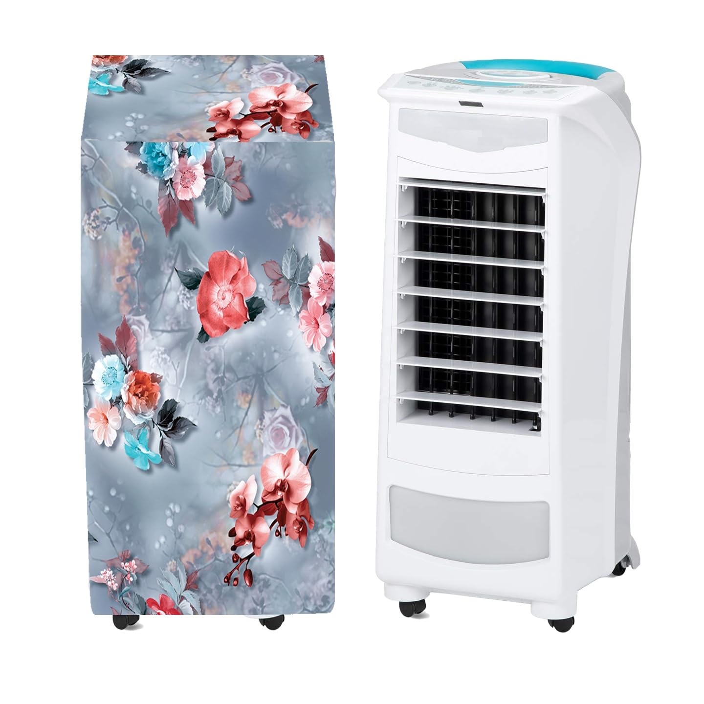 HomeStore-YEP Air Cooler Cover Compatible for Symphony Personal 9 Liter Tower Cooler Blue Flower-picture-25