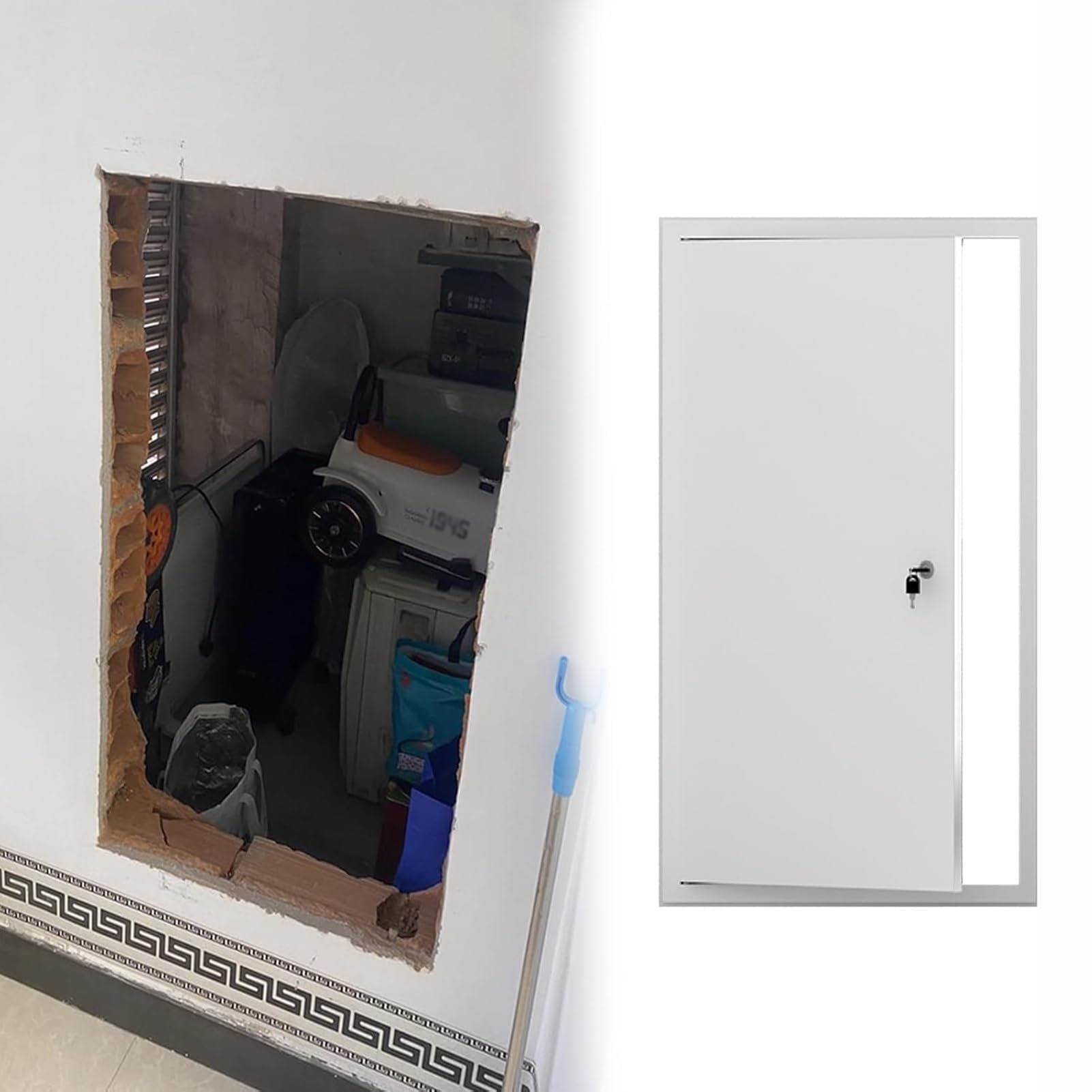 Genérico Metalowy panel dostępu z zamkiem do instalacji elektrycznych i hydraulicznych, pokrywa otworu ściennego RAS do płyt gipsowo-kartonowych, białe drzwi serwisowe na strych, rozmiary 25