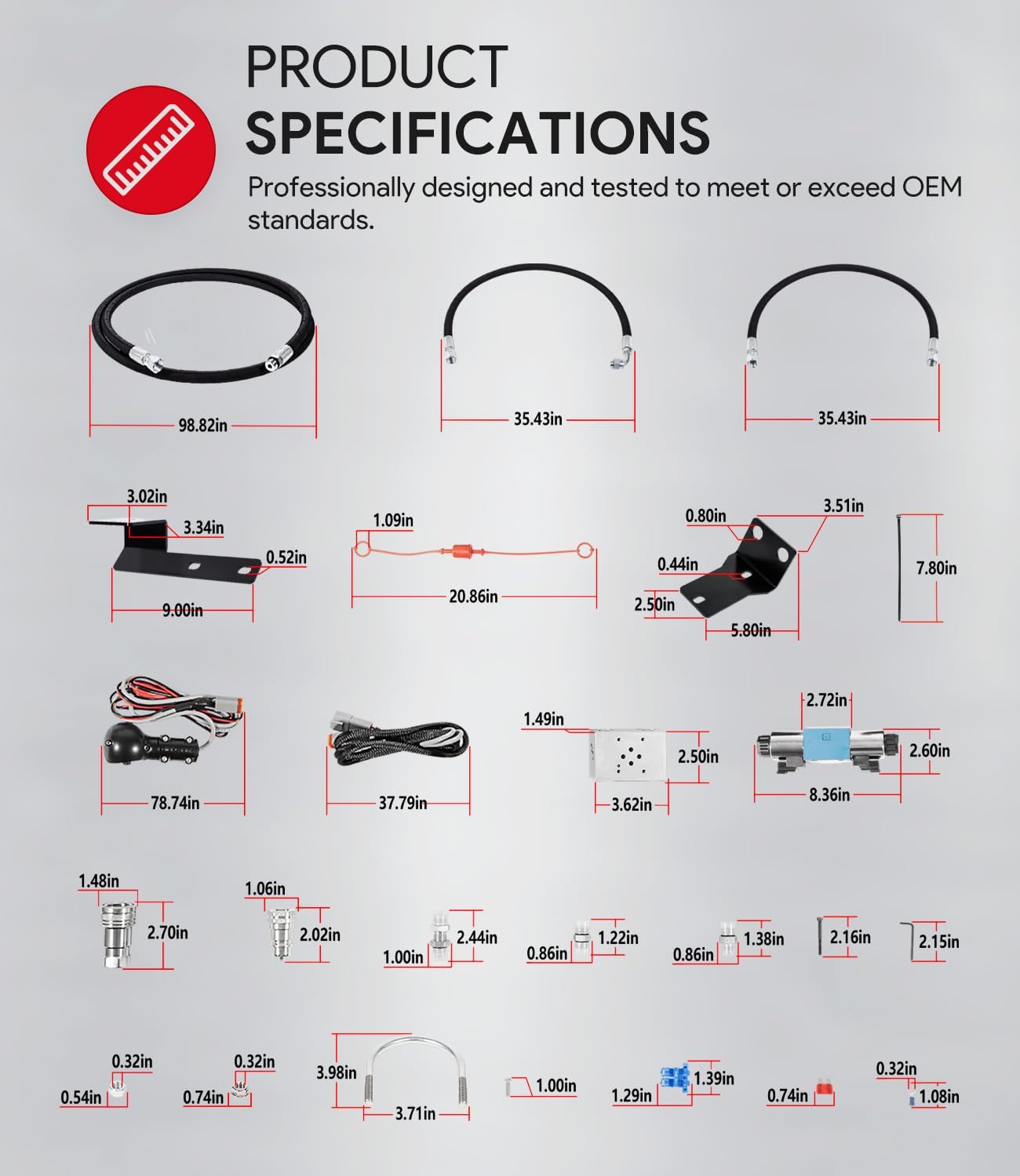 Third Function Valve Kit Compatible with Kubota L2501 L3301 L3901 Tractors with LA525 Loader, L3200 L3800 with LA524 Loader