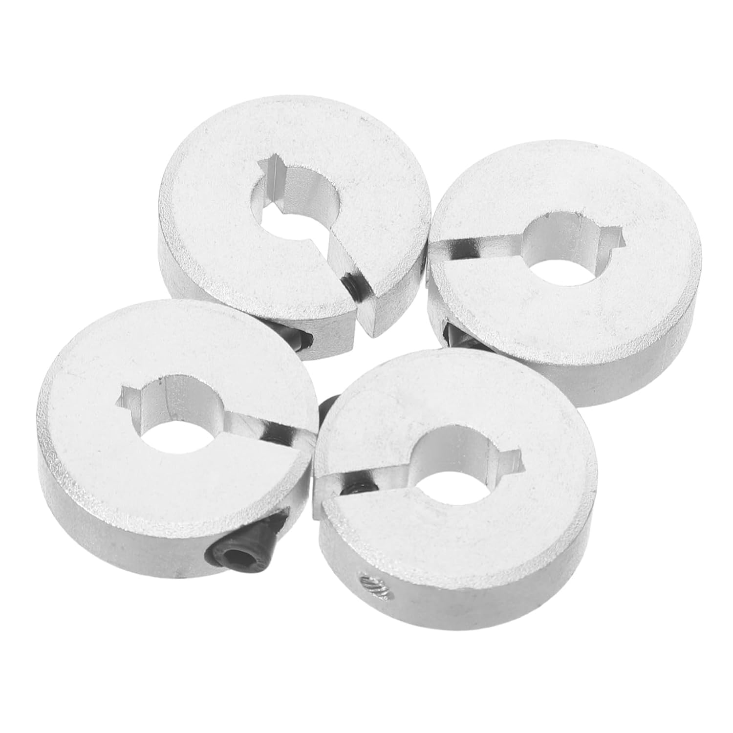 4pcs Clamp-on Shaft Collar, CNC Aluminum One-piece Drill Stop Collar with 8mm Bore, 25mm Outer Diameter, 8mm Thickness, M4 Screws for Industrial Machines and Tools, Easy