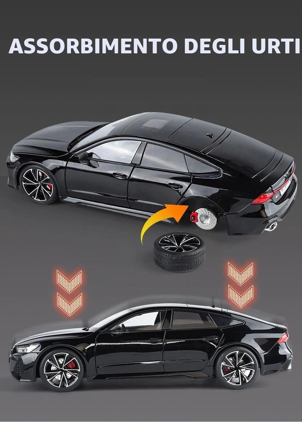1:18 per AUDI RS7 Chiave Telecomando Versione Lega Modello di Auto Sportiva Pressofuso in Metallo Veicolo da Corsa Suono Luce Batteria non inclusa(Gray)