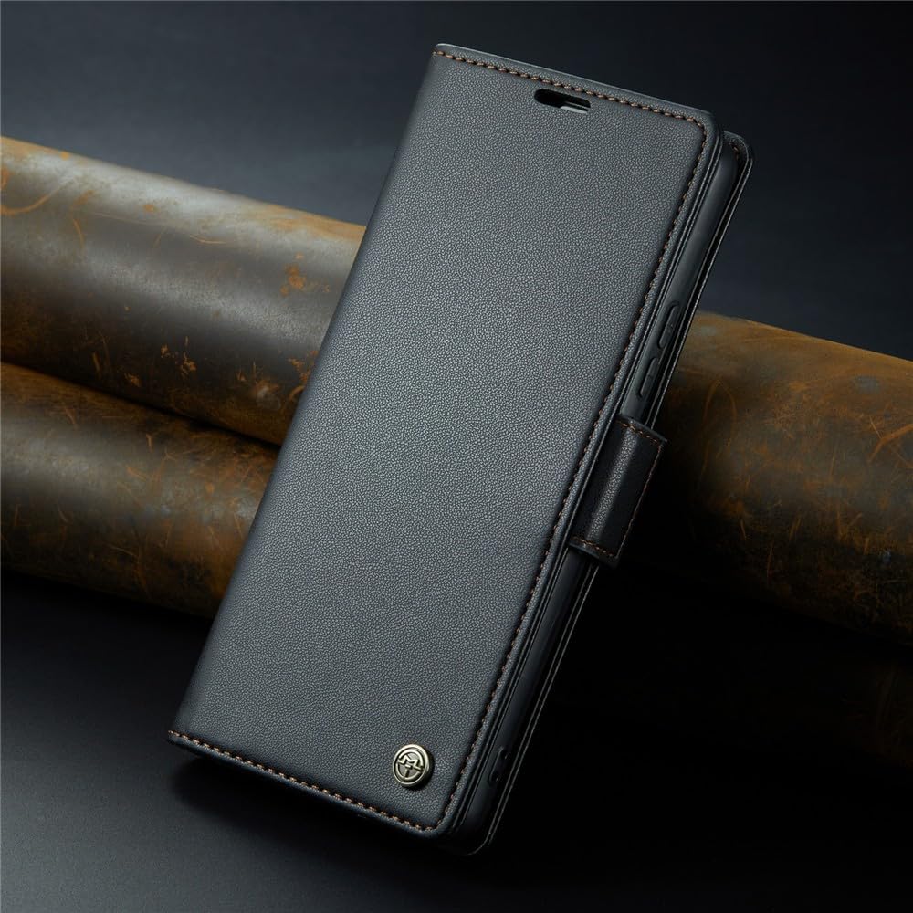 Housse Google Pixel 10 Pro 5G étui portefeuille cuir noir antichoc - 5