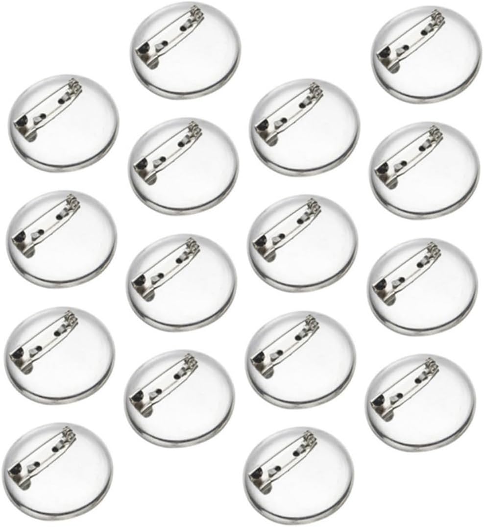 LIOOBO 100pcs DIY Round Bezel Pins for Crafts Circle Brooch Pin Backs Alloy Brooch Accessory for Jewelry Making