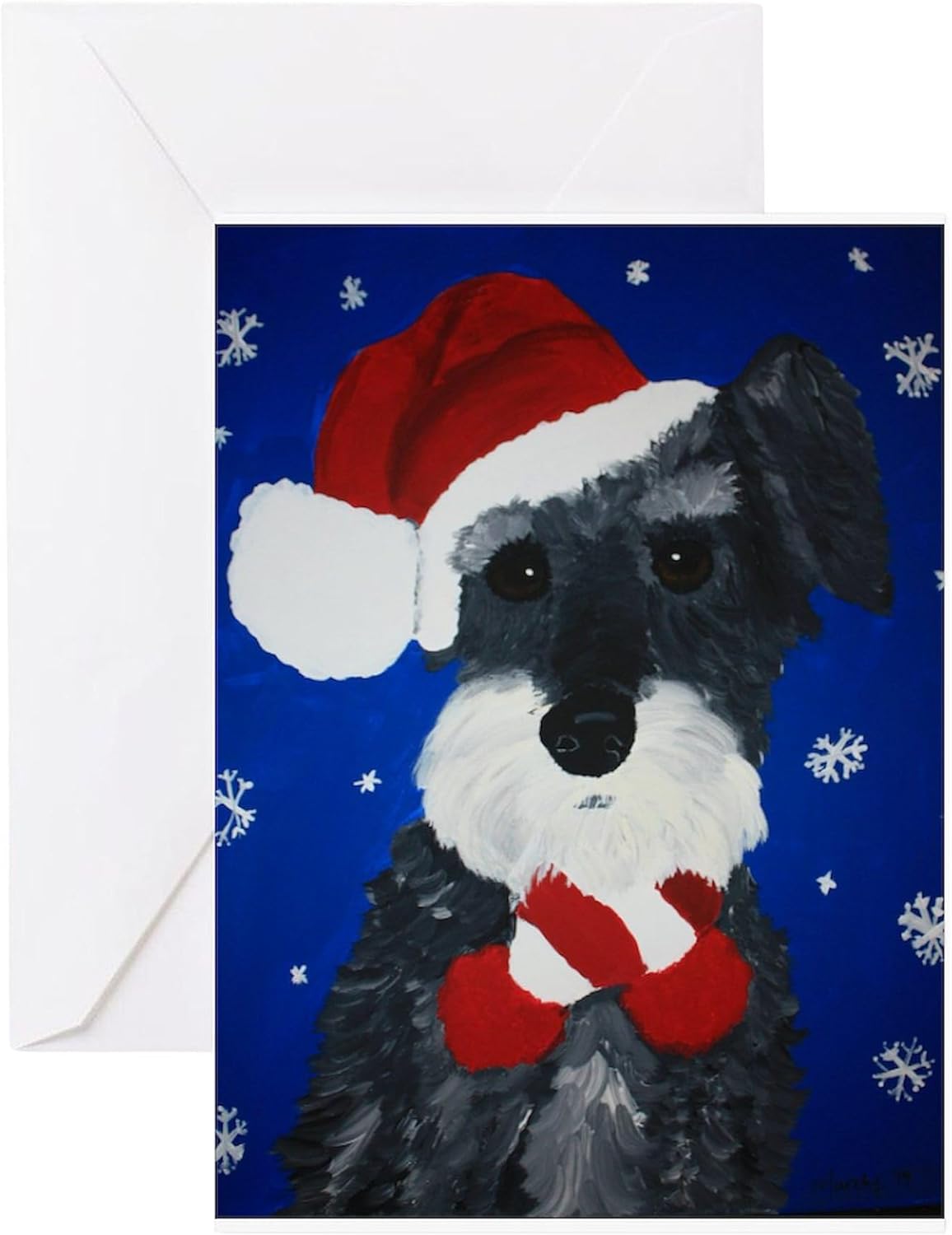CafePress Christmas Santa Schnauzer Folded Greeting Cards (10-pack) Matte
