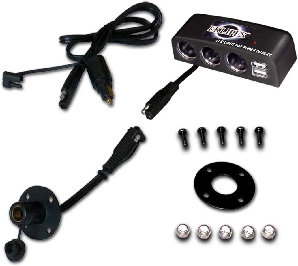 EK1-214B Black Tank Bag/Saddle Bag Multi-Port Charging Station