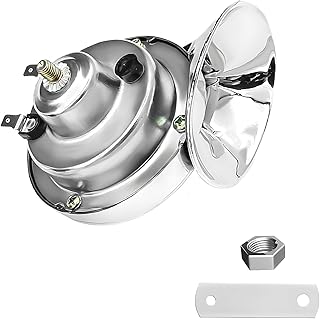 Augeny 300DB Super Loud Car Horn, 12V Waterproof Car Air Electric Snail Horn, Universal Accessories for Car, Motorcycle, Truck, Bike, Boat (Silver TZ-101, 1 PCS)