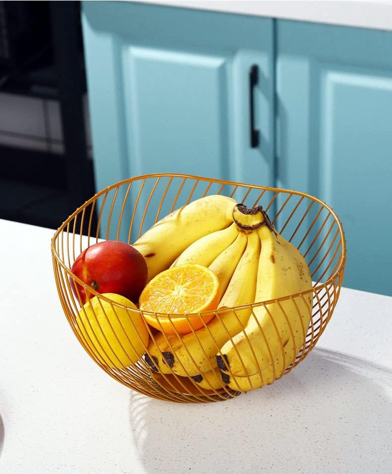 NORHOR Metal Fruit Basket, Iron Wire Fruit Basket, Fruit Bowls, Fruit and Vegetable Storage Basket with Wave Shape Design for Kitchen- Decorative Countertop Centerpiece. (Black oblique)