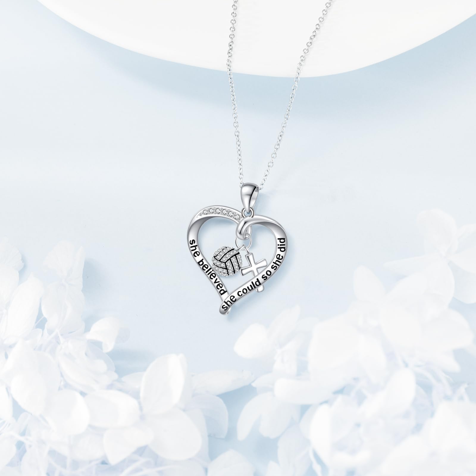 DAYLINLOVE Łańcuszek do siatkówki, srebro wysokiej próby 925, siatkówka, łańcuszek na szyję, biżuteria do siatkówki, prezent dla kobiet i dziewcząt, eine Größe, Srebro szterlingowe, Bez kamieni