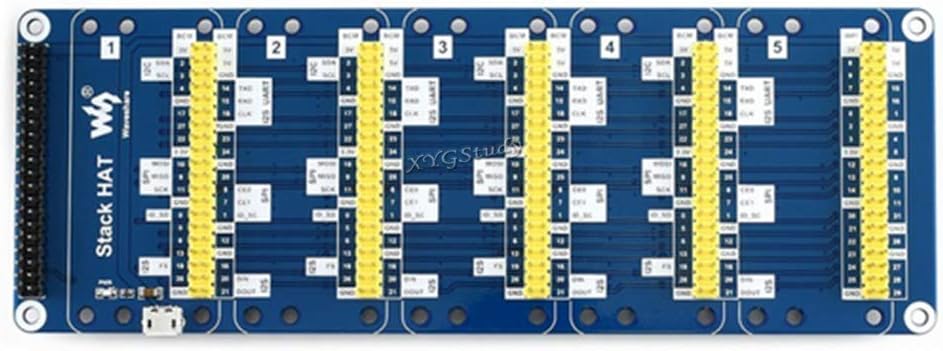 XYGStudy Stack HAT I/O Expansion Connector for Raspberry Pi, 5 Sets of 2x20 Pinheaders, Directly Pluggable, USB Power Port