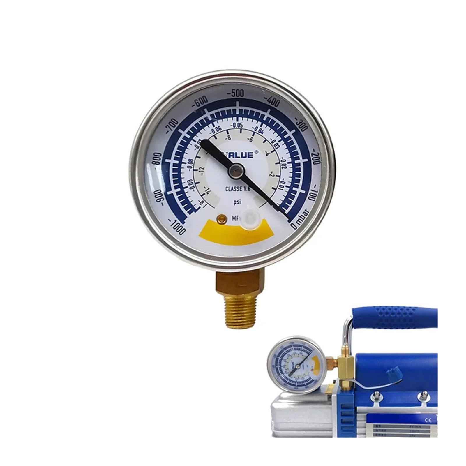 Manómetro digital, Medidor de presión vacío 63mm y 80mm, instrumento calibre aire preciso bomba, pantalla Dial 0-14psi, conector G1/8in(63mm set)