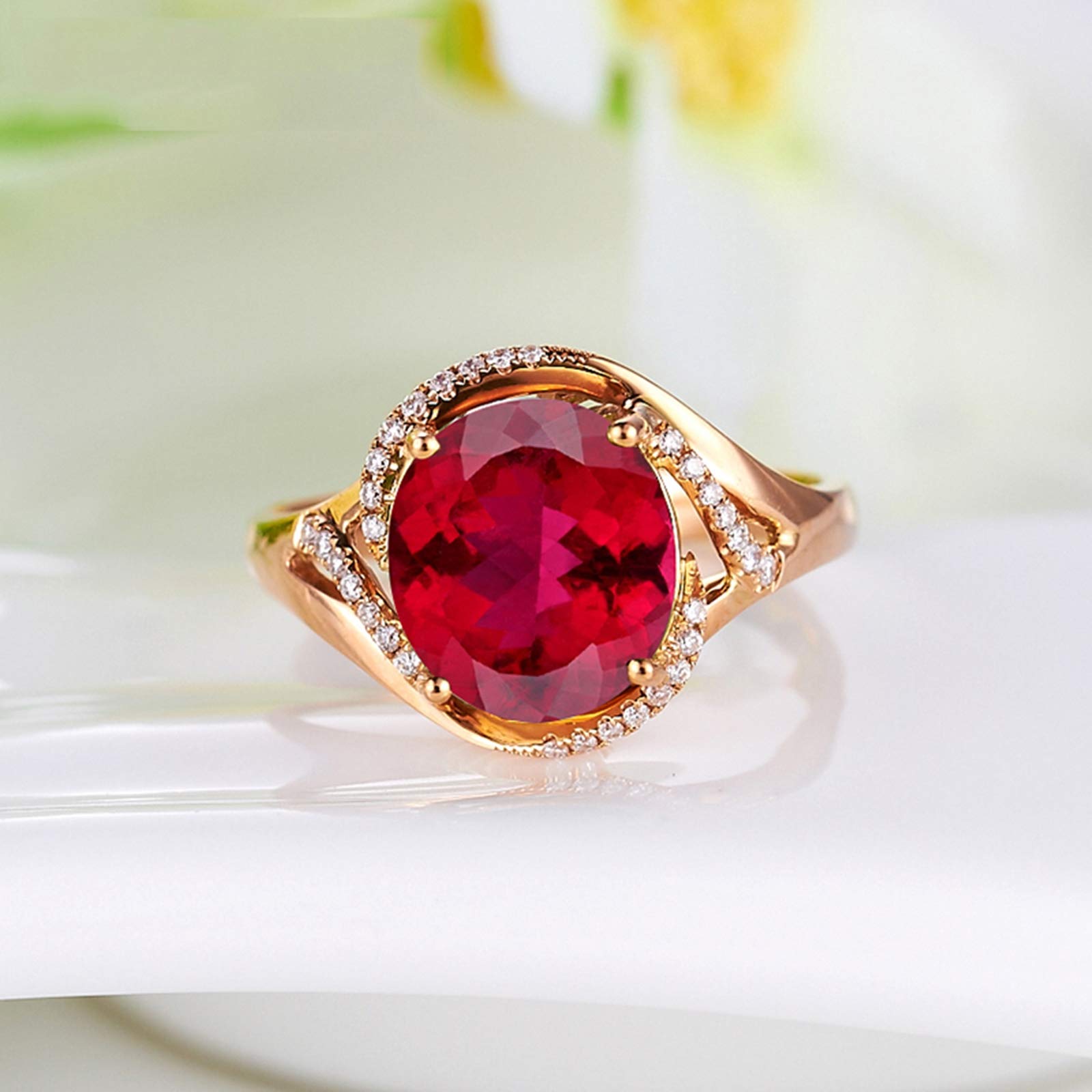 Beydodo Pierścionki z różowego złota, 18 K, owalne, turmalinowe, 2,1/3 ct, bez niklu, pierścionek damski z diamentem e różowe złoto, 61 (19,4), colore: 2.1ct, cod. TLLWGZ1034