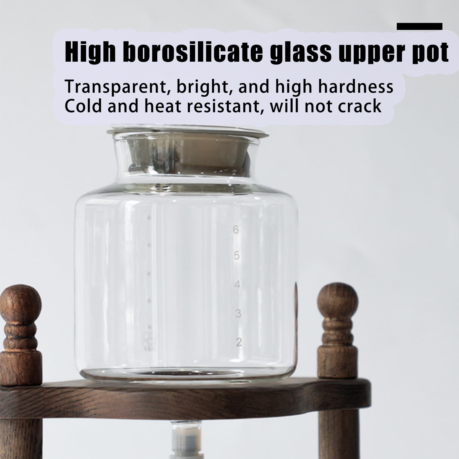 Cafetera de vidrio de borosilicato de alta calidad, cafetera de goteo de 4 a 6 porciones con válvula ajustable de acero inoxidable, ideal para uso en espresso y café