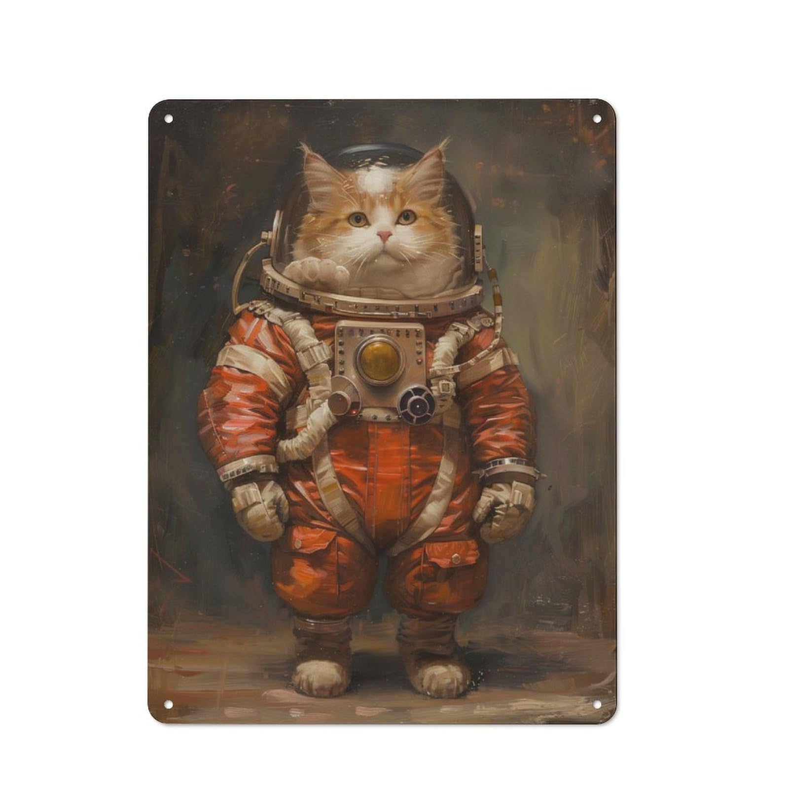 Junmoney Funny Astronaut Space Cat Vintage Tin Wall Plaque 40X30cm For Café Or Restaurant, A Decorative Christmas Gift For Café Owners And Decorators
