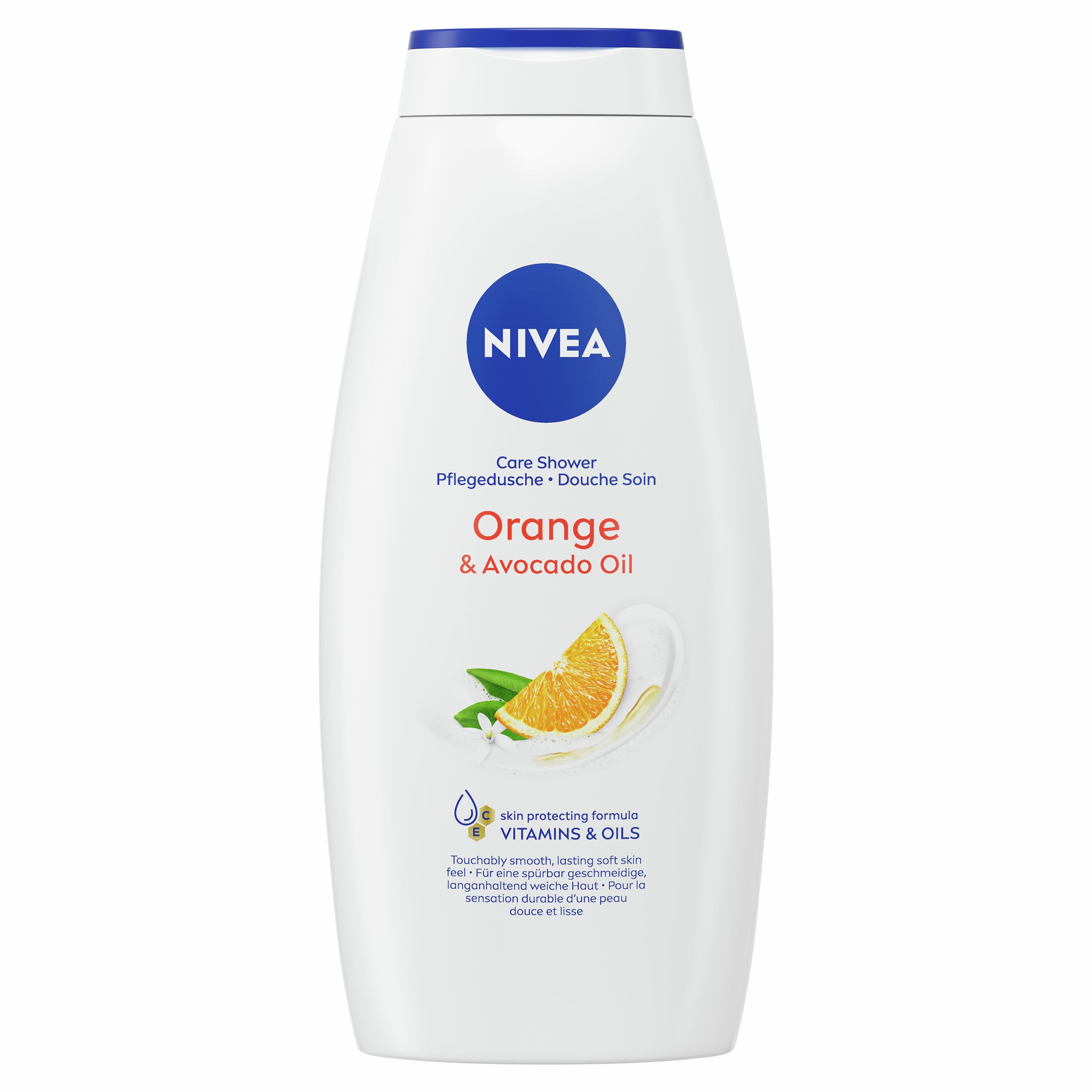 NIVEA Orange & Avocado Oil Pflegedusche, Duschgel mit Vitaminen & natürlichen Ölen, feuchtigkeitsspendende und pH-hautneutrale Cremedusche mit zartem Orangenduft (750 ml)
