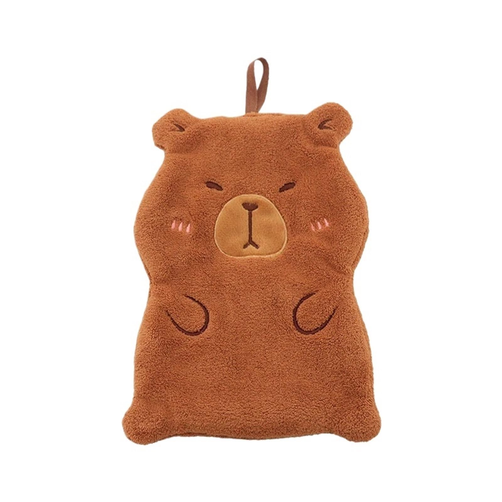 Toalla de mano capybara superabsorbente con diseño de dibujos animados y enganche de pared, 3 piezas