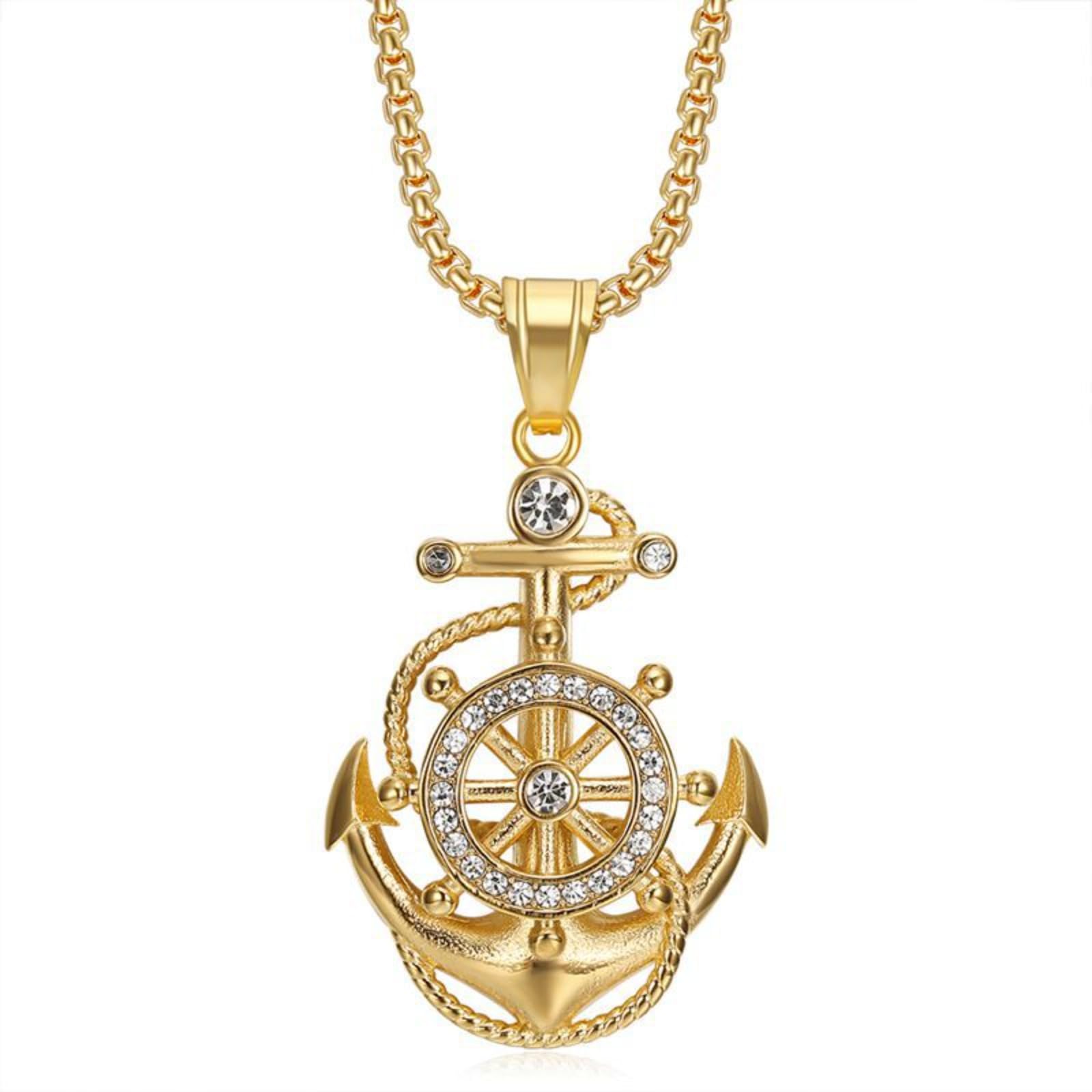 Collier gouvernail nautique homme en acier titane, le cadeau idéal pour lui