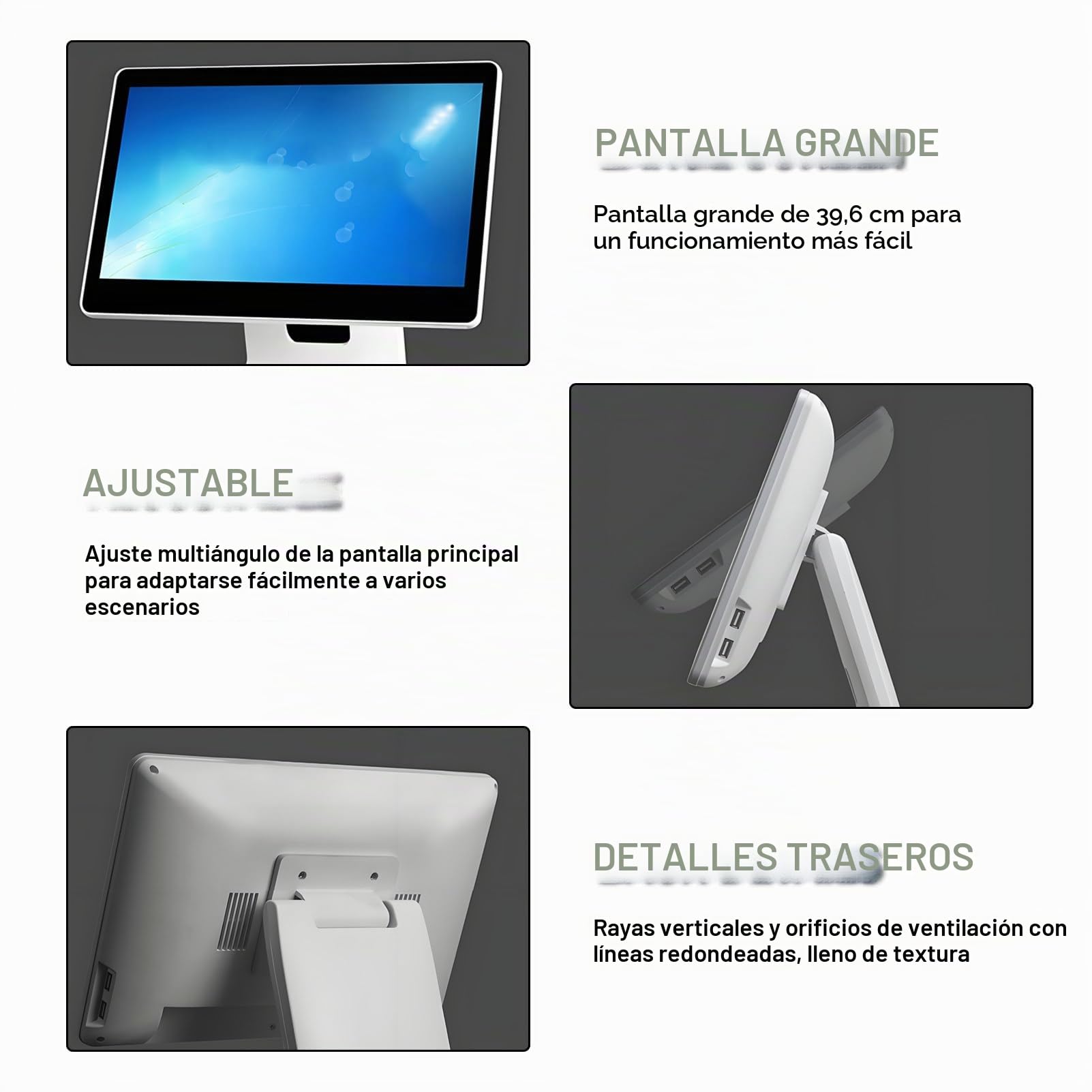 Sistema- de Caja TPV Completo para pequeñas Empresas, Monitor multitáctil de 15,6", PC N2930 integrada, 4 GB de RAM, SSD de 64 GB, Sistema- operativo Windows 10 Pro