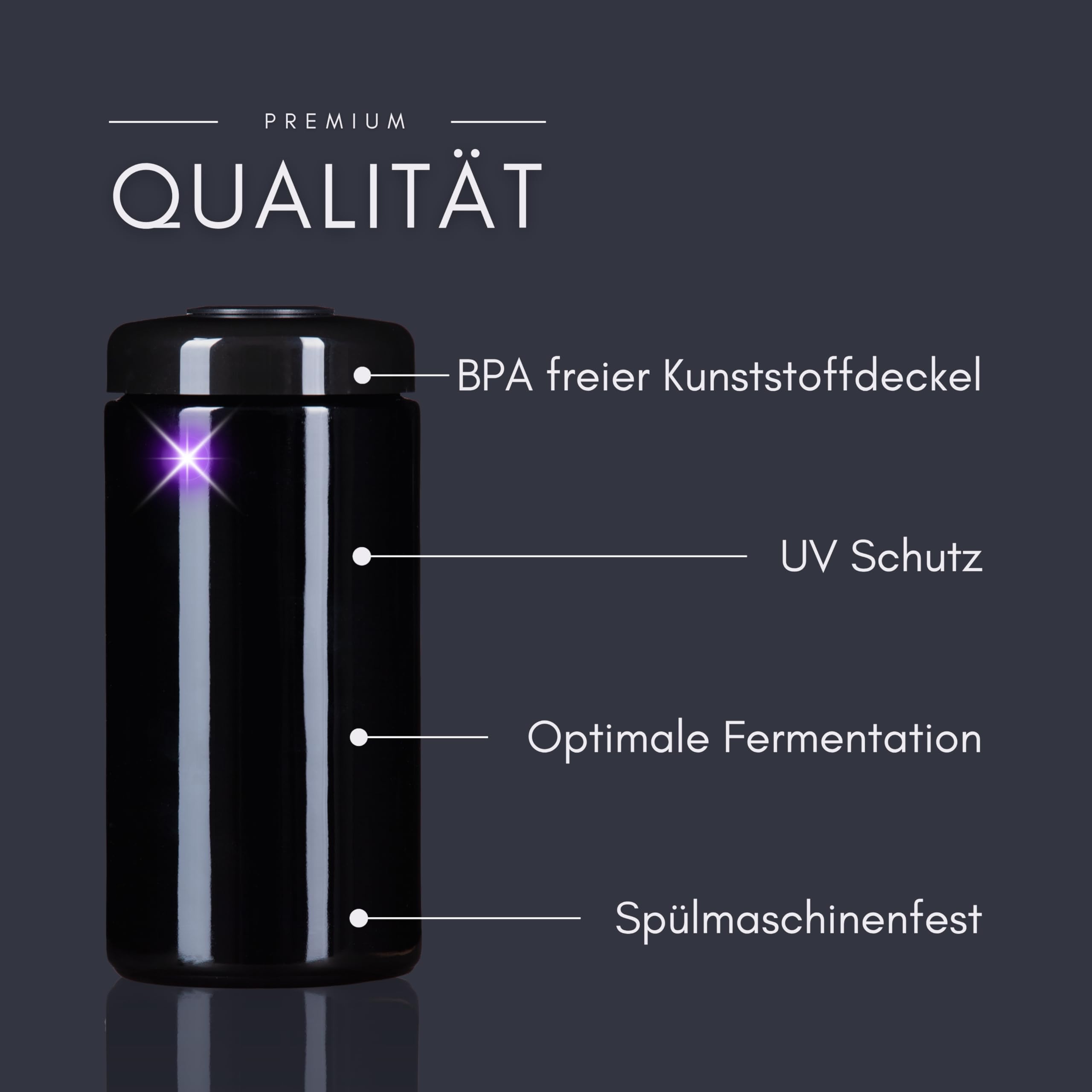 ANCEVIA edles Violettglas Vorratsglas 1000 ml – 3er Set Vorratsdose mit Hygrometer Deckel | Miron Glasbehälter mit Deckel zur langfristigen Lagerung und Geruchsveredelung