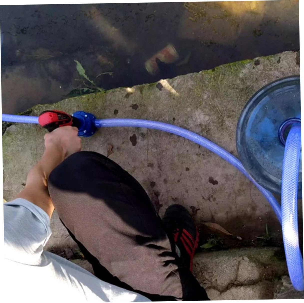 Mini Self-priming Water Pump for Household Use Drill-powered Portable Plastic Utility Pump for Water Transfer and Pond Drainage