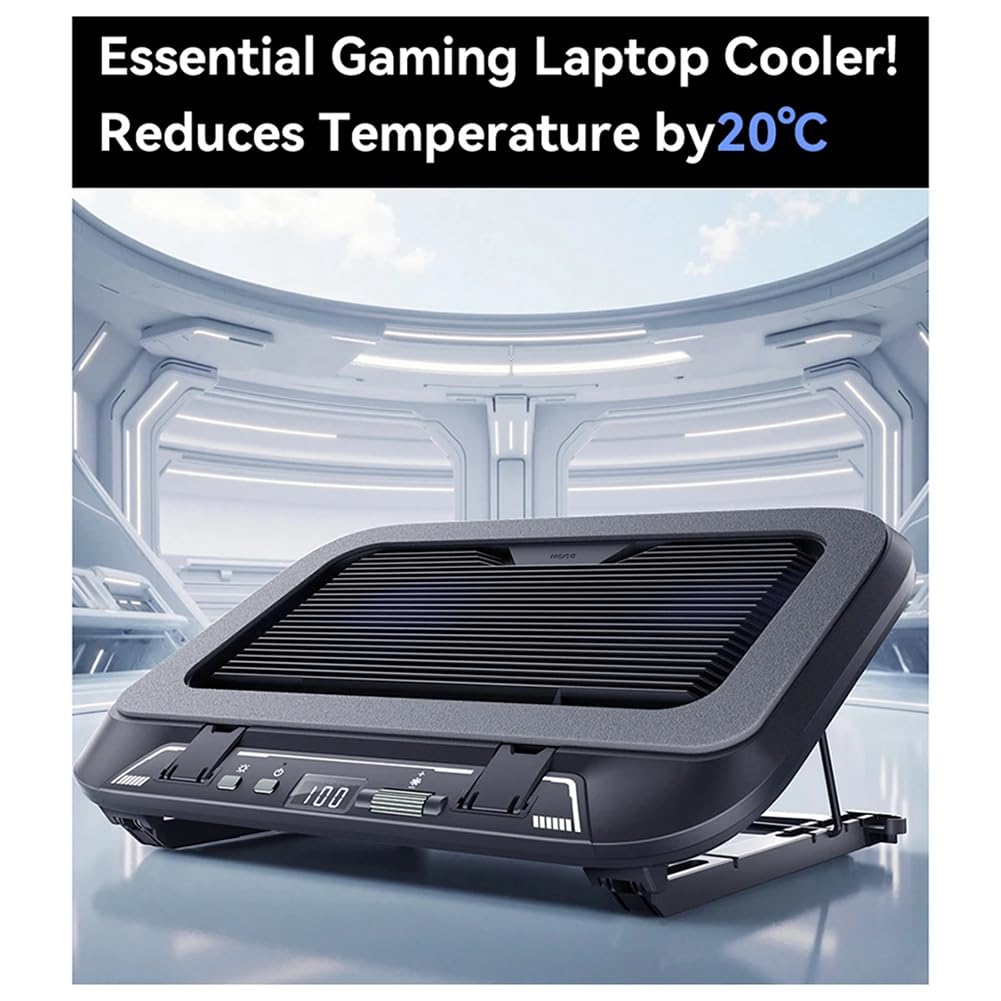 Składana podkładka chłodząca do laptopa V21 14 cm z podwójnym wentylatorem regulowane światła LED do laptopów 35.6 cm-43.9 cm