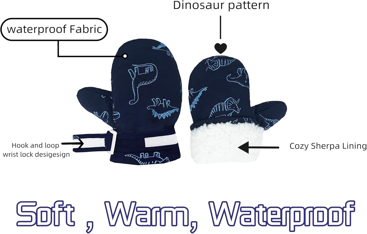 Toddler Gloves Kids Mittens Winter Warm Lined Fleece Gloves Waterproof Snow Baby Mitten for Boys Girls - Image 3