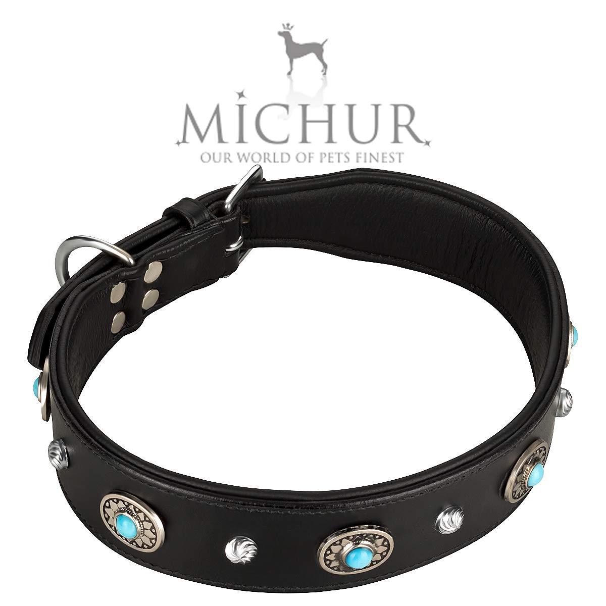 MICHUR Alonzo Hundehalsband Leder Schwarz Breit