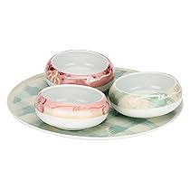 THUN – Set piatto con 3 ciotoline Bloomia – porcellana – Collezione Giardino di primavera – piatto Ø 31.5 cm, ciotoline Ø 13 cm