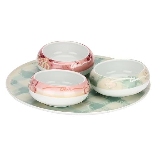 THUN - Set piatto con 3 ciotoline Bloomia - porcellana - Collezione Giardino di primavera - piatto Ø 31.5 cm, ciotoline Ø 13 cm