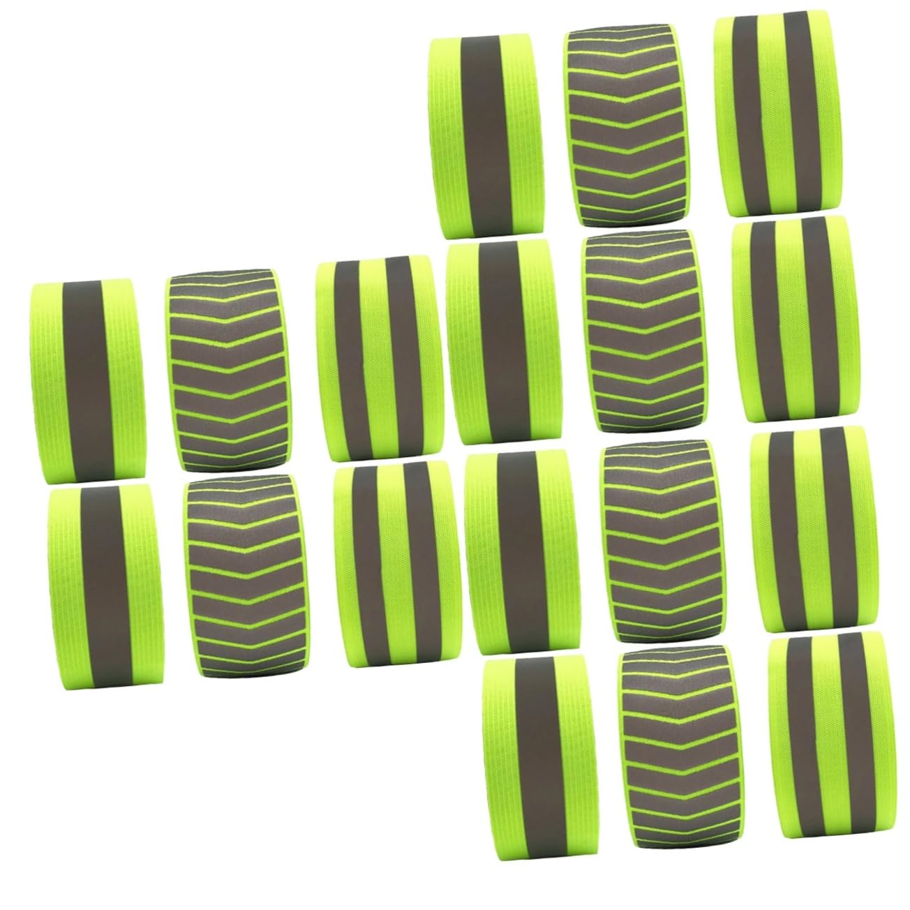 18pièces Brassard Réfléchissant Fluorescent Élastique pour Activités Nocturnes Course Et Randonnée Vert