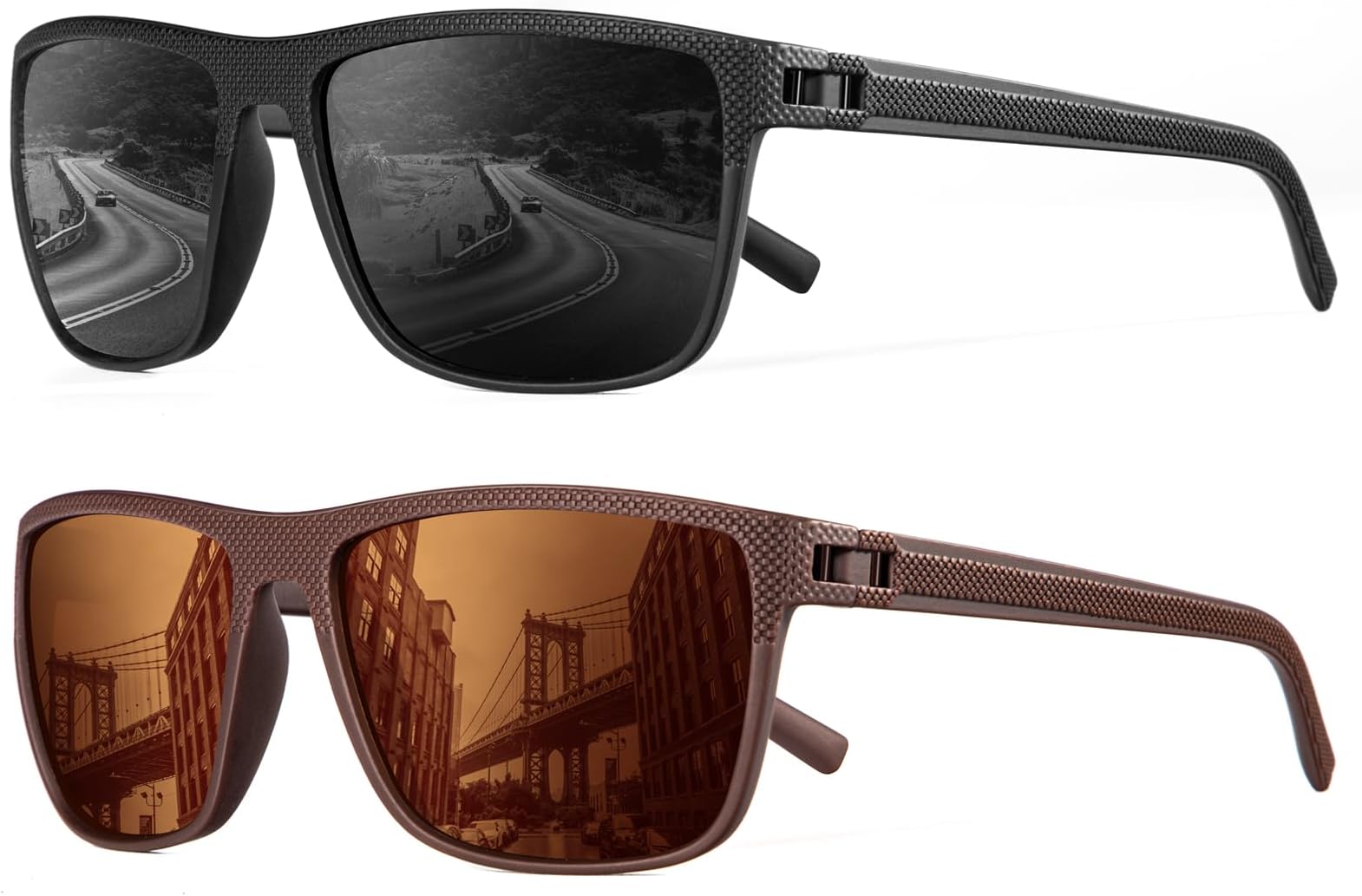 ANYLUVPolarized Sunglasses for Men Women, Lightweight Classic Square Mens Sunglasses UV Protection for Driving 3 Packs