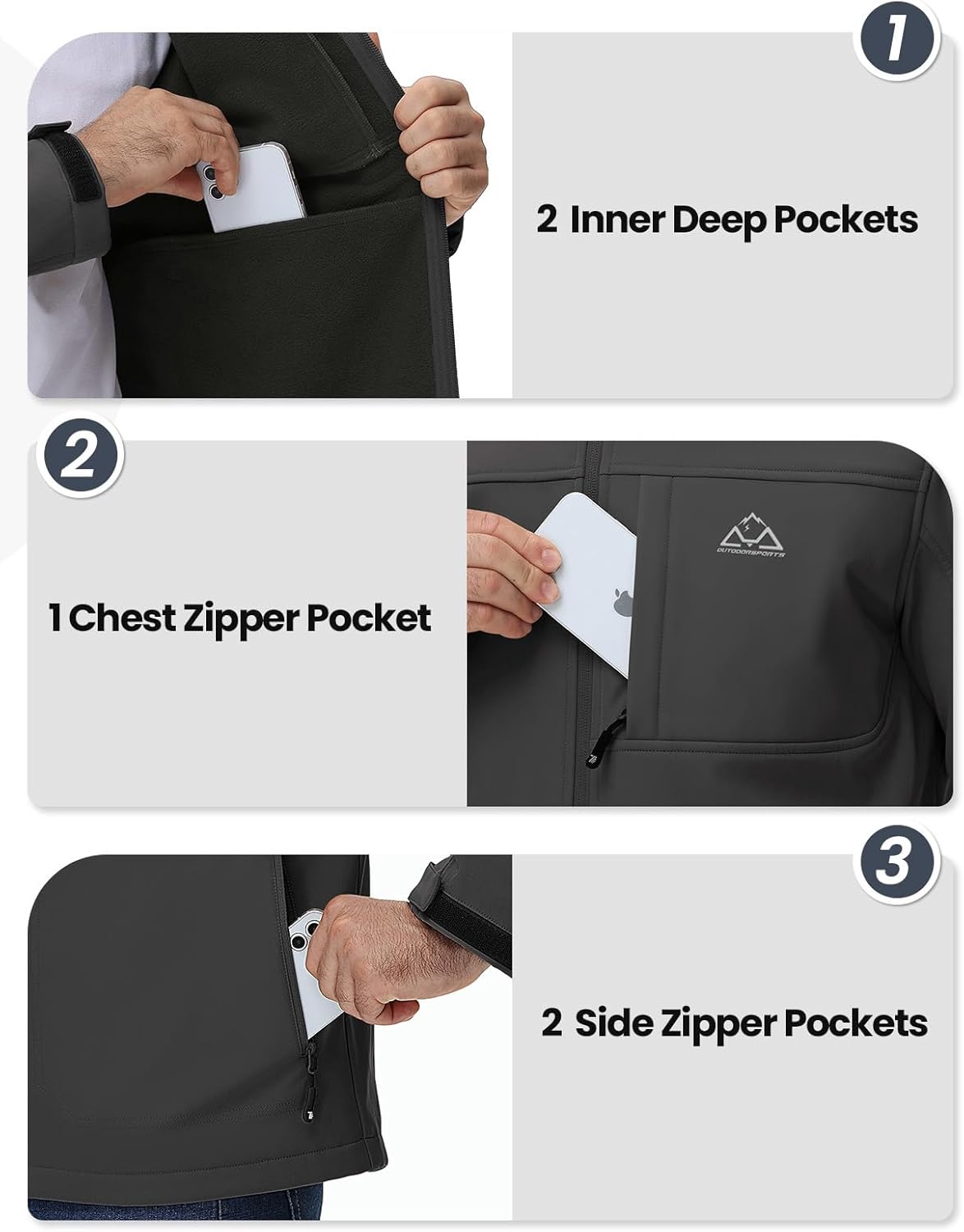 Rdruko Men's Winter Jackets Fleece Lined Hooded Water Resistant Insulated Windbreaker Softshell Jacket for Outdoor Hiking - Image 4