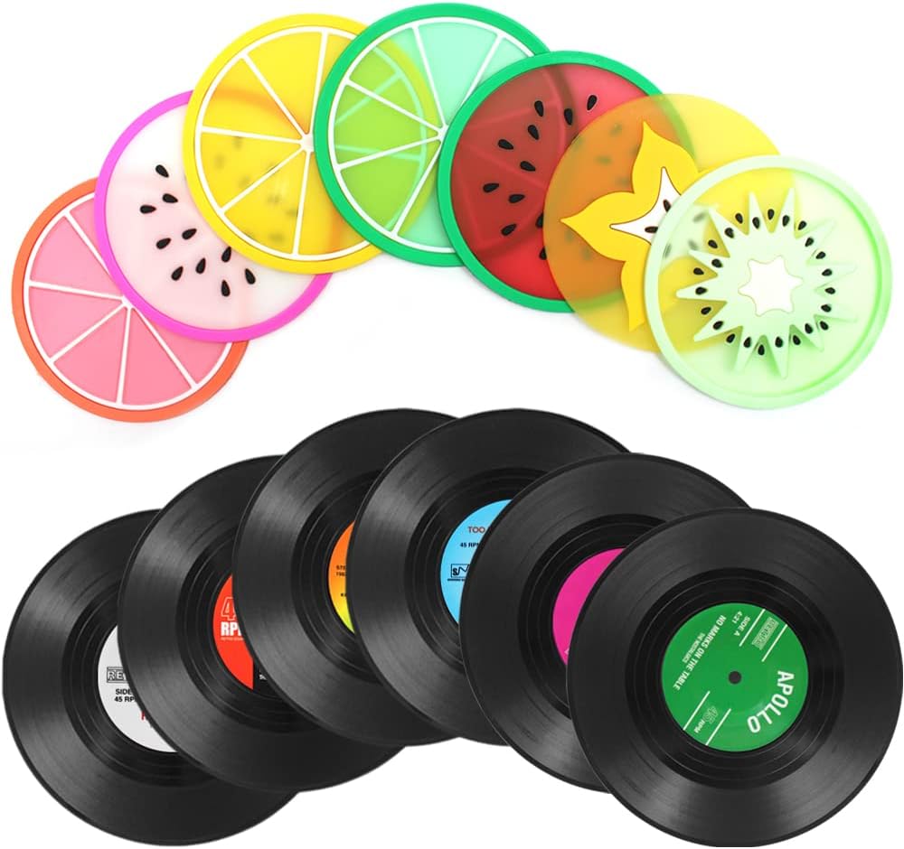 13 pcs Funny Coasters, lyfLux 2 Style Cute Coasters, Fruit Coasters