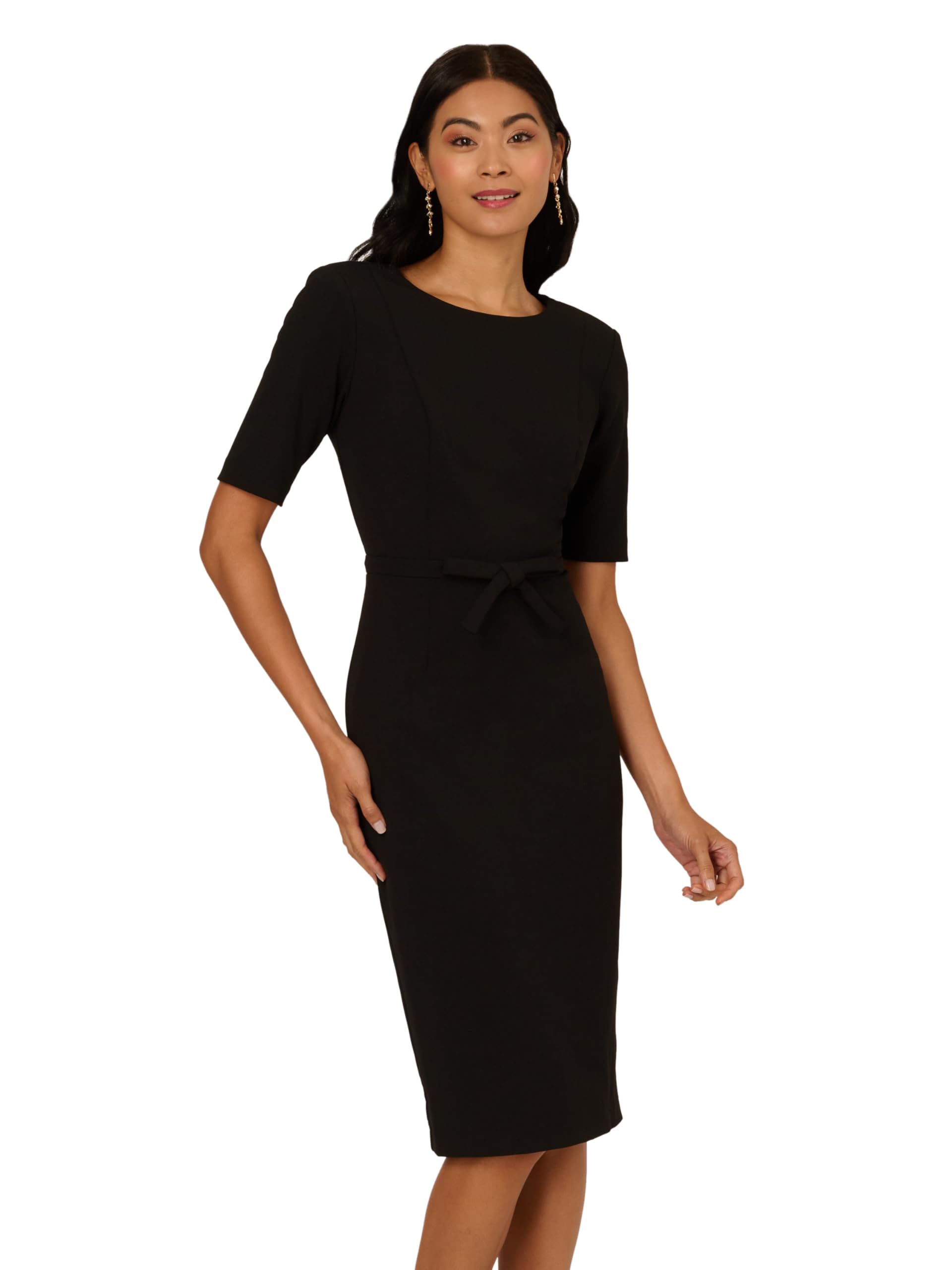 Adrianna Papell Women's Black Mini Bow Front Sheath Dress, 16