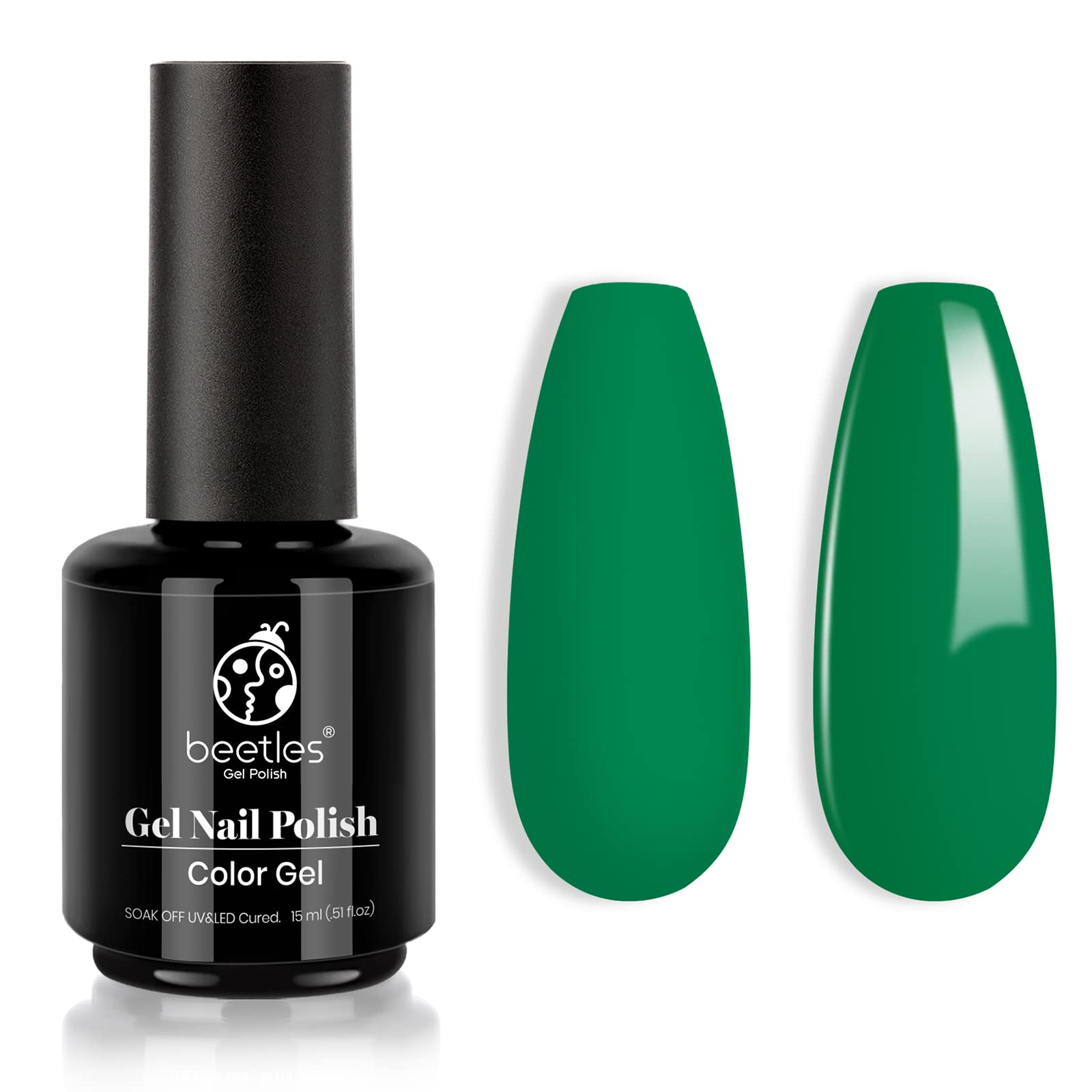 Beetles Green Gel Nail Polish,1Pcs 15ml Green Gel Nail Polish Soak Off Green Gel Polish Nail Art Manicure Salon UV LED Nail Lamp DIY Spring Gel Nail Polish Design Decoration at Home