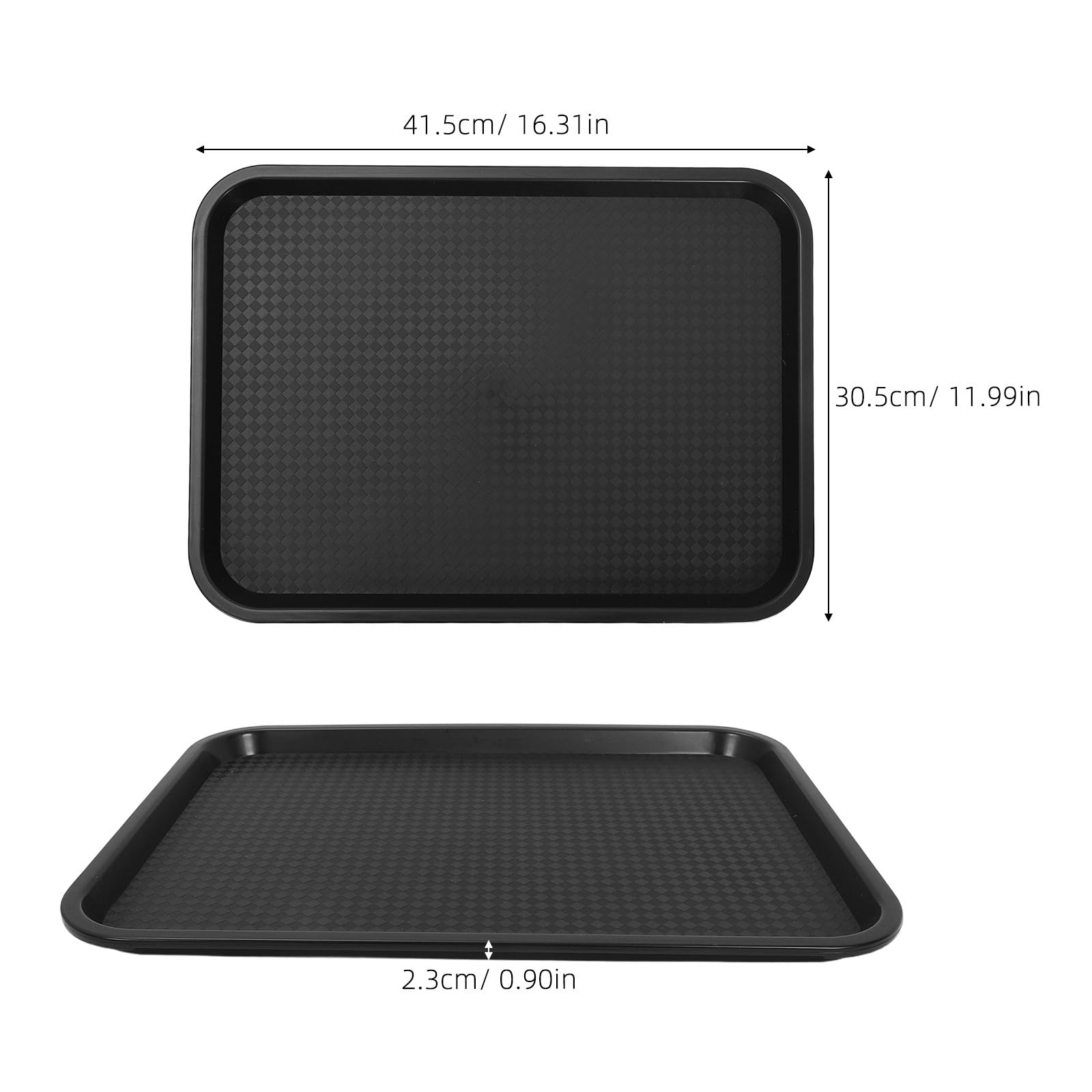 ibasenice Lot de 3 Plateaux rectangulaires pour Restauration Rapide - Assiettes de Service rectangulaires réutilisables en Plastique Noir de 41,4 x 30,5 cm (16,3 x 12 Pouces) - Idéal pour Les